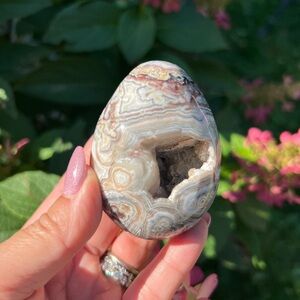 Crazy lace (1) agate Egg with stand | crystal